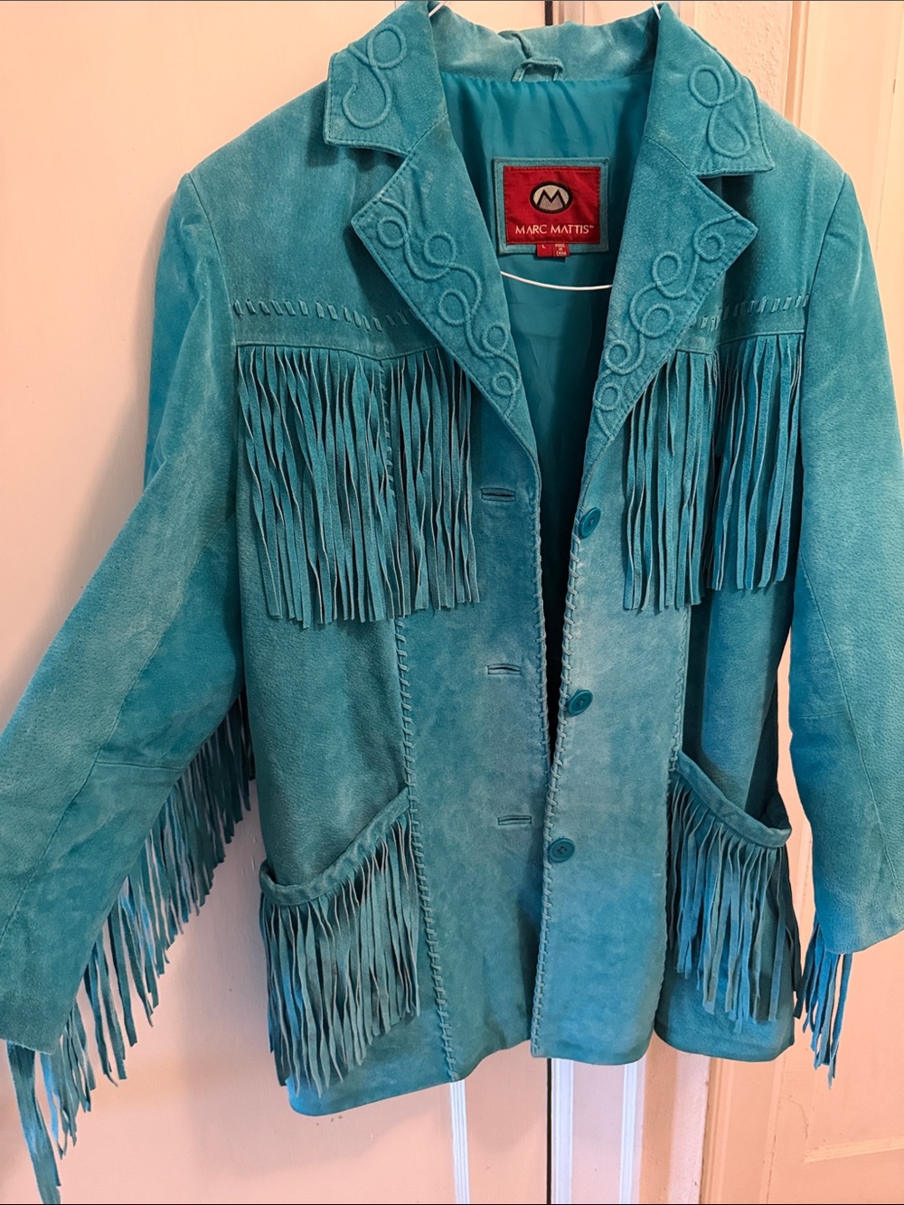 Women’s Turquoise Suede Fringe Jacket